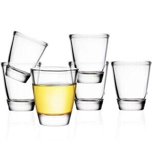 Set of 6 Heavy Base Round 1.5 Ounce Clear Shot Glasses